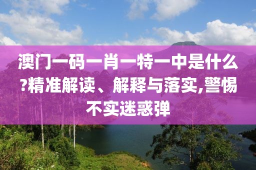 澳门一码一肖一特一中是什么?精准解读、解释与落实,警惕不实迷惑弹